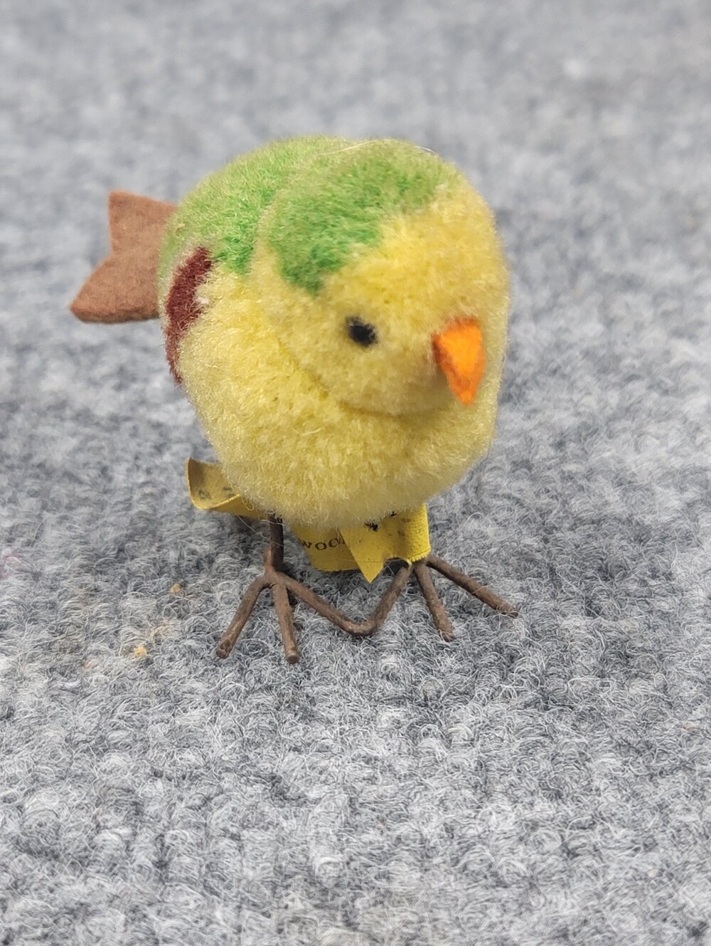 Vintage Steiff Woolen Bird Finch Metal Feet 6508,2 Geschutzt Germany